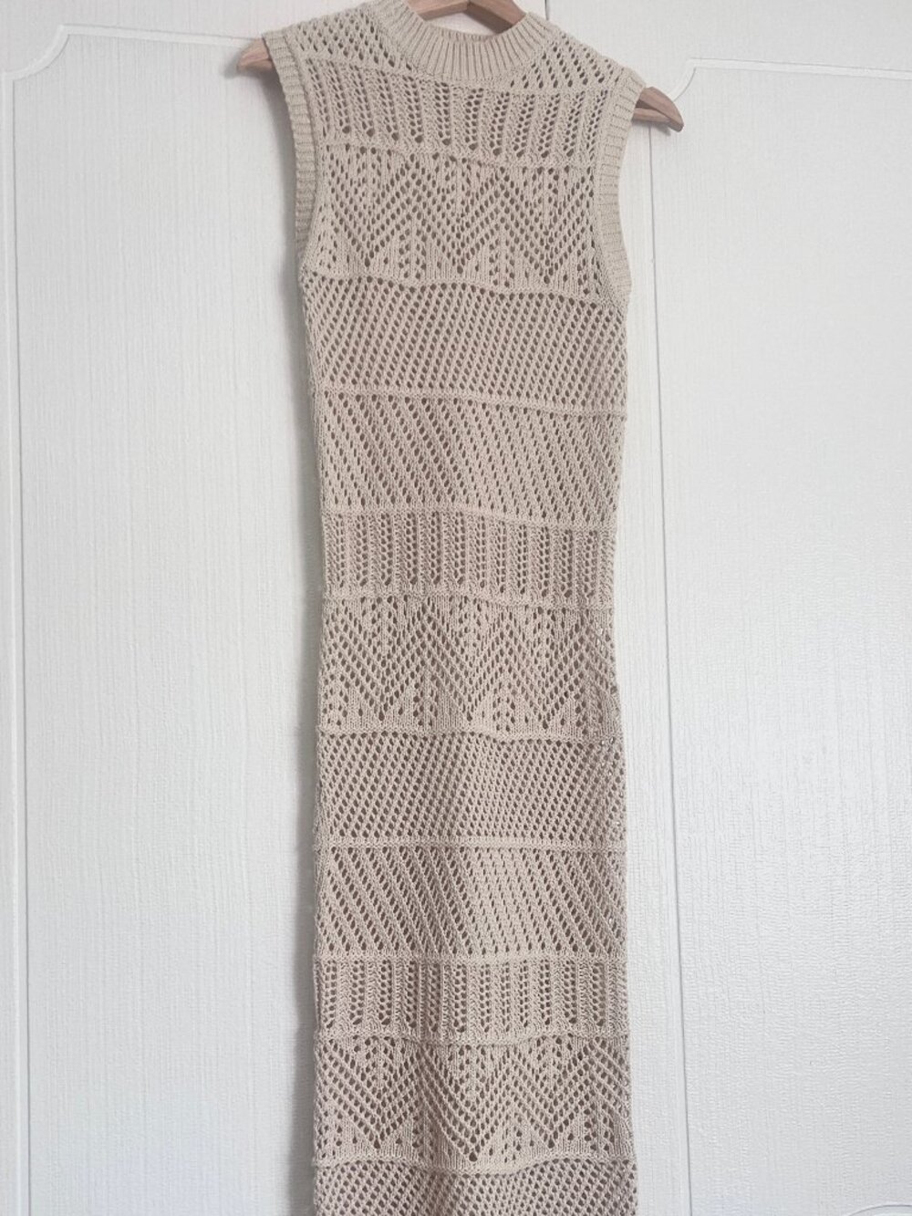 Mango Knit Sleeveless Maxi Dress Cream XS
